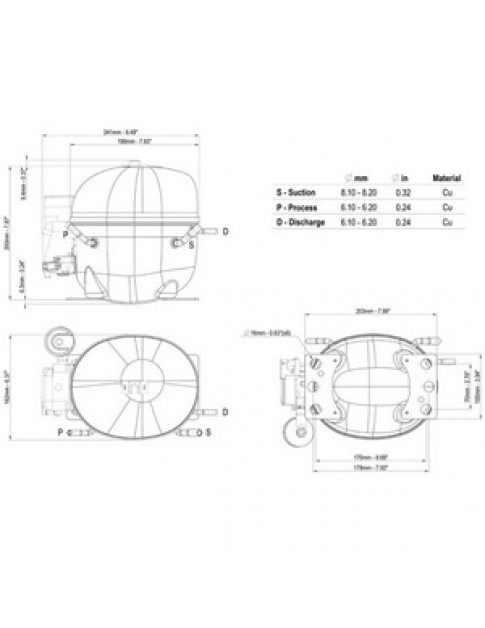 Компресор для холодильника EMBRACO NE1130Z R134a 270W (з пусковим реле RSIR)