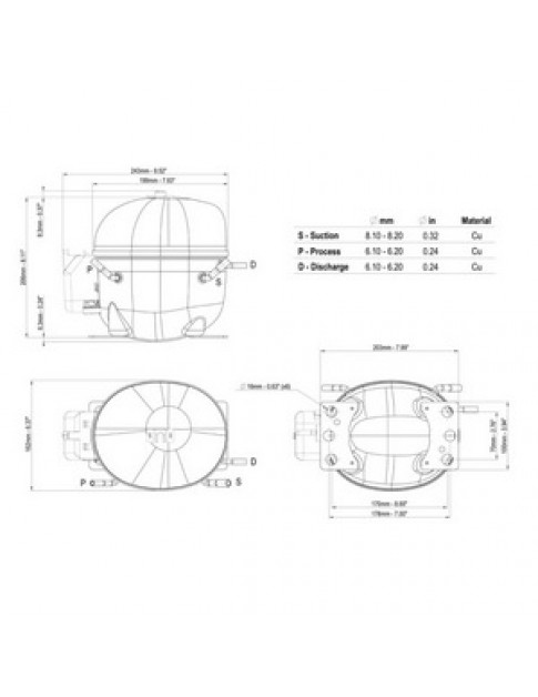 Компресор для холодильника EMBRACO NEK2168GK R404a 708W (з пусковим реле CSCR)