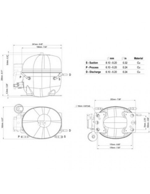 Компресор для холодильника EMBRACO ASPERA NEK6210Z R134a 1105W (з пусковим реле CSIR)