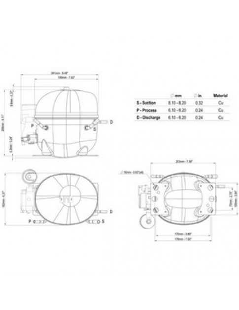 Компресор для холодильника EMBRACO ASPERA NEK6214Z R134a 1461W (з пусковим реле CSIR)