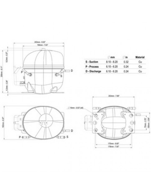 Компресор для холодильника EMBRACO NEU2168U R290 788W (з пусковим реле CSIR) Компресор для холодильника EMBRACO NEU2168U R290 788W (з пусковим реле CSIR)