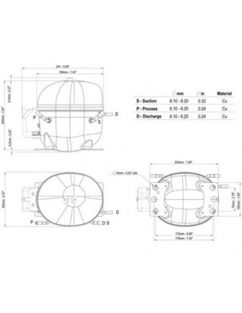 Компресор для холодильника EMBRACO ASPERA NEU6210Z R134a 1243W (з пусковим реле CSIR)