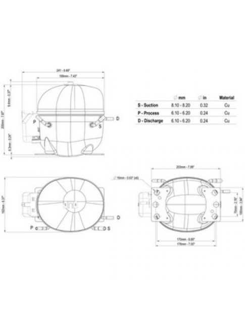 Компресор для холодильника EMBRACO ASPERA NEU6212Z R134a 1450W (з пусковим реле CSIR)
