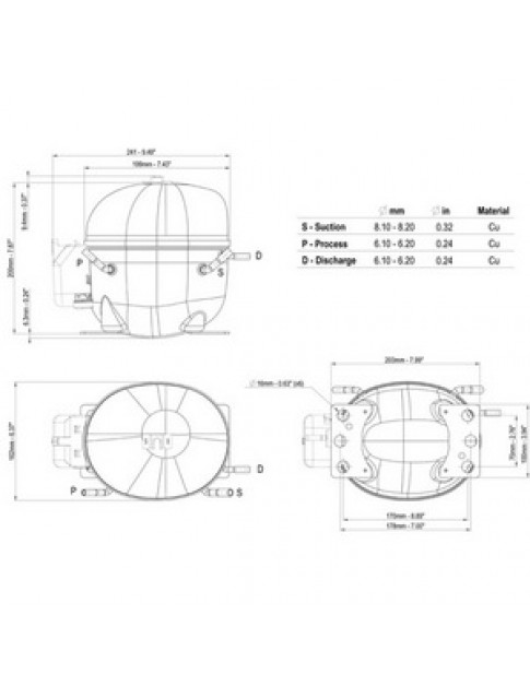 Компресор для холодильника EMBRACO ASPERA NEU6214U R290 1019W (з пусковим реле CSR)