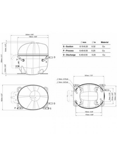 Компресор для холодильника EMBRACO ASPERA NEU6217U R290 1441W (з пусковим реле CSIR)