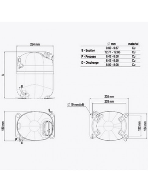 Компресор для холодильника EMBRACO ASPERA NJ2190E R22 1063W (з пусковим реле CSR) Компресор для холодильника EMBRACO ASPERA NJ2190E R22 1063W (з пусковим реле CSR)