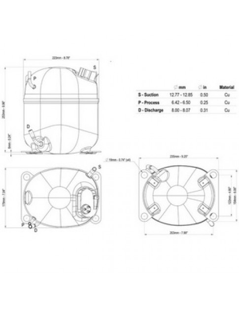 Компресор для холодильника EMBRACO ASPERA NJ6226ZX R134a 2973W (з пусковим реле 3PHASE)