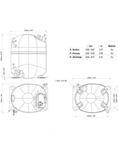 Компресор для холодильника EMBRACO ASPERA NJ9226GK R404a 1861W (з пусковим реле CSR)