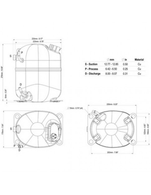 Компресор для холодильника EMBRACO ASPERA NJ9232GK R404a 2284W (з пусковим реле CSR)