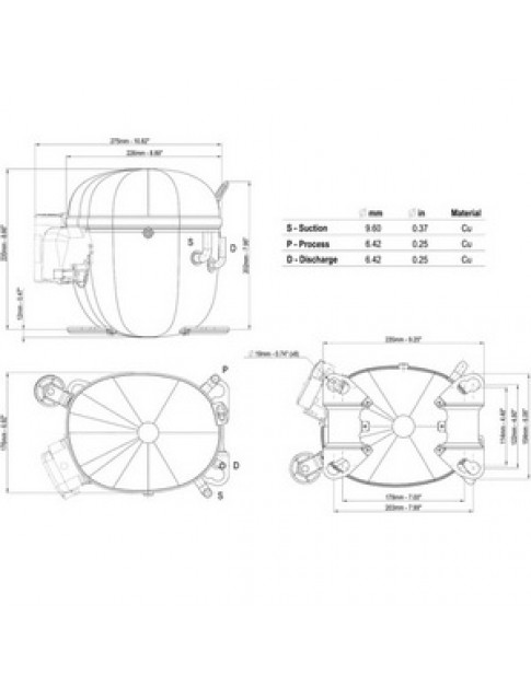 Компресор для холодильника EMBRACO NT2170U R290 812W (з пусковим реле CSIR)