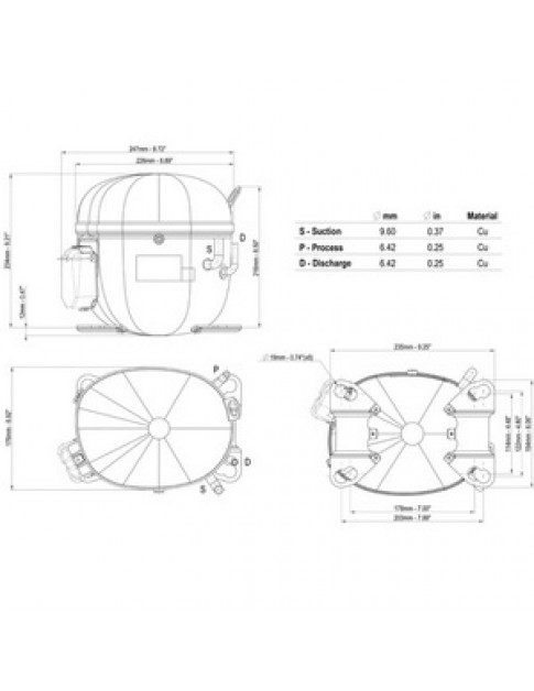 Компресор для холодильника EMBRACO NT2210U R290 1165W (з пусковим реле CSCR)