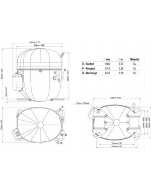 Компресор для холодильника EMBRACO NT2212GK R404a 1372W (з пусковим реле CSCR)