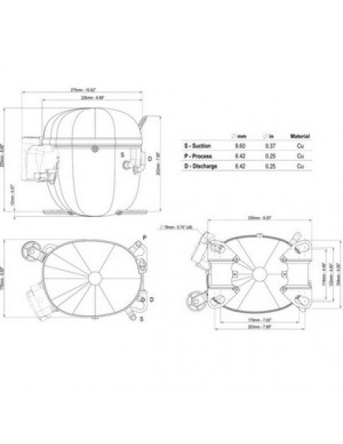 Компресор для холодильника EMBRACO ASPERA NT6217Z R134a 1865W (з пусковим реле CSIR)