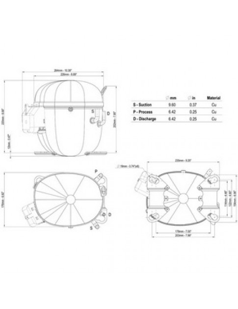 Компресор для холодильника EMBRACO ASPERA NT6222GK R404a 1458W (з пусковим реле CSIR)