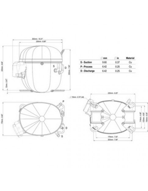 Компресор для холодильника EMBRACO ASPERA NT6224GK R404a 1770W (з пусковим реле CSR)