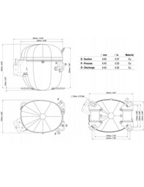 Компресор для холодильника EMBRACO ASPERA NT6224U R290 1656W (з пусковим реле CSR)