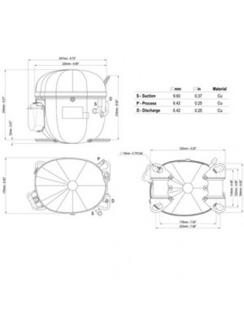 Компресор для холодильника EMBRACO ASPERA NT6230U R290 2109W (з пусковим реле CSR)