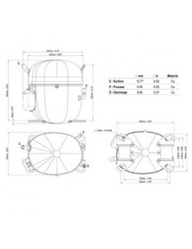 Компресор для холодильника EMBRACO ASPERA NTU6238GKV R404a 3024W (з пусковим реле CSCR)