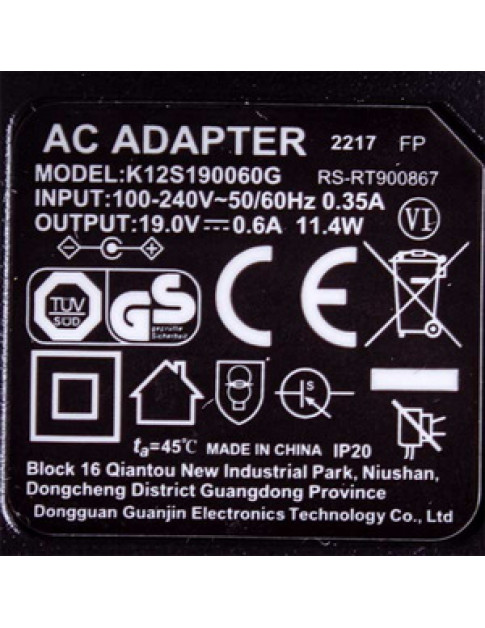 Адаптер для робота-пилососа Rowenta RS-RT900867 K12S190060G 19V 0.6A