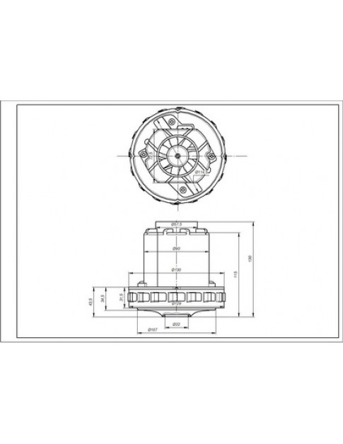 Двигун для мийного пилососа VAC060UN SKL D=134/90 mm H=31/130 mm 1350 W Двигун для мийного пилососа VAC060UN SKL D=134/90 mm H=31/130 mm 1350 W