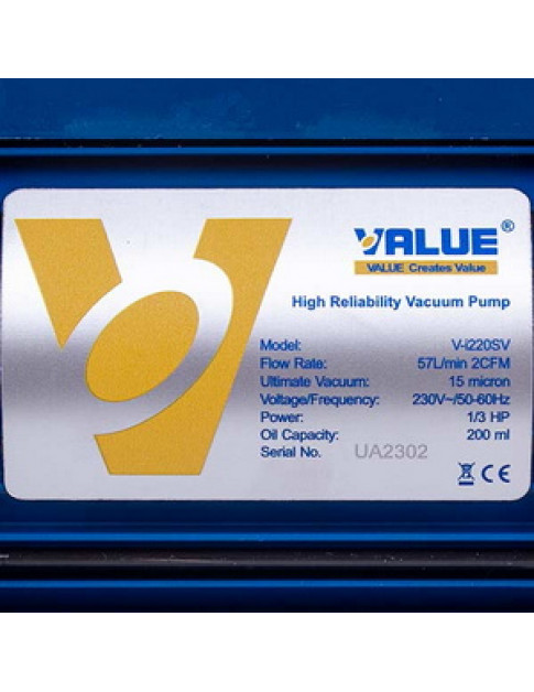 Вакумний насос з манометром Value VI 220-SV (2 ступ., 51 л/хв.) Вакумний насос з манометром Value VI 220-SV (2 ступ., 51 л/хв.)