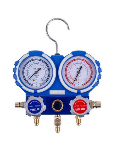 Манометричний колектор 2-вентильний VALUE VMG-2 R134aВ + шланги 3шт.x900mm + автомуфти 2шт. (R134a)