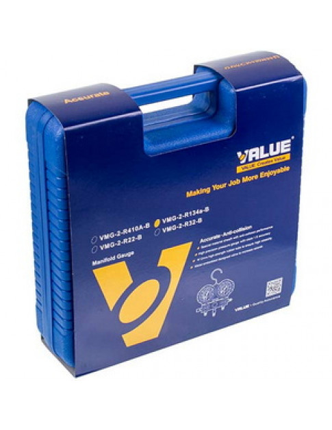 Манометричний колектор 2-вентильний VALUE VMG-2 R134aВ + шланги 3шт.x900mm + автомуфти 2шт. (R134a)