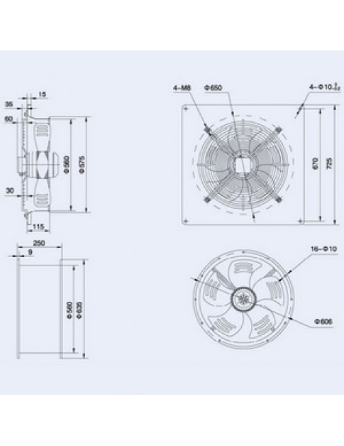 Осьовий вентилятор Weiguang YWF4D-550S-137/50-G 380V 1300rpm 8720 м3/час