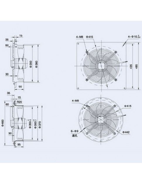 Осьовий вентилятор Weiguang YWF4D-350-B-102/34-G 380V 1380rpm 2290 м3/год Осьовий вентилятор Weiguang YWF4D-350-B-102/34-G 380V 1380rpm 2290 м3/год