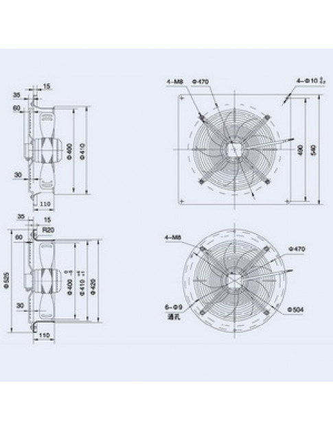 Осьовий вентилятор Weiguang YWF4D-400B-102/47-G 380V 1380rpm 3400 м3/год