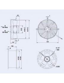 Осьовий вентилятор Weiguang YWF4E-250-S-92/25-G 220V 1380rpm 730 м3/год