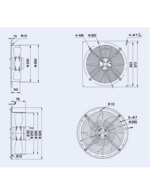 Осьовий вентилятор Weiguang YWF4E-250-S-92/25-G 220V 1380rpm 730 м3/год