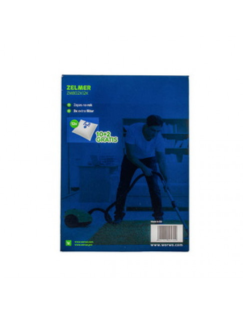 Zelmer ZMB02X12K WORWO Набір мішків (12 шт) для пилососа Zelmer ZMB02X12K WORWO Набір мішків (12 шт) для пилососа